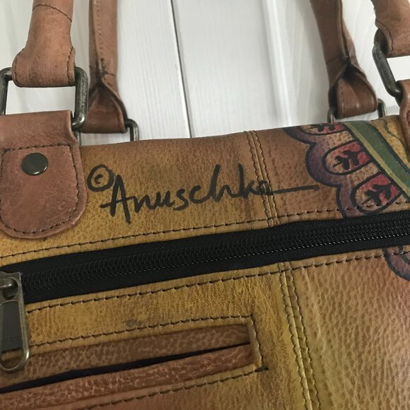 Anuschka Handpainted Leather Satchel w/ Detachable Strap - Picture 8 of 16